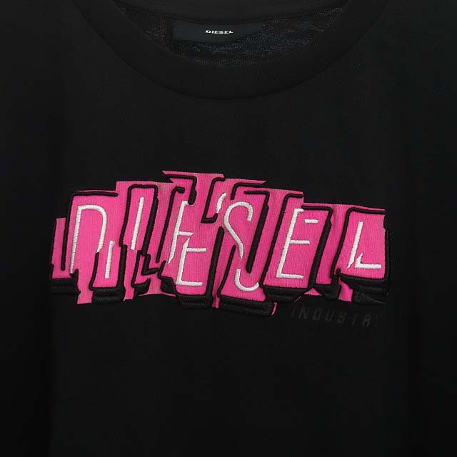ディーゼル DIESEL ロゴ Tシャツ カットソー 半袖 ピンク XS 黒