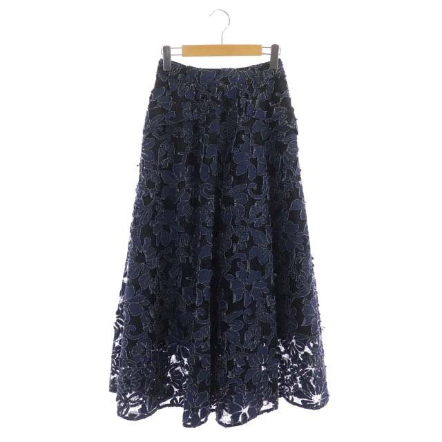 アメリヴィンテージ Ameri Vintage Anthesis Lace Skirt レーススカート ロング フレア 紺 黒 ネイビー ブラック Mf Os レディース 170 ベクトルパーク