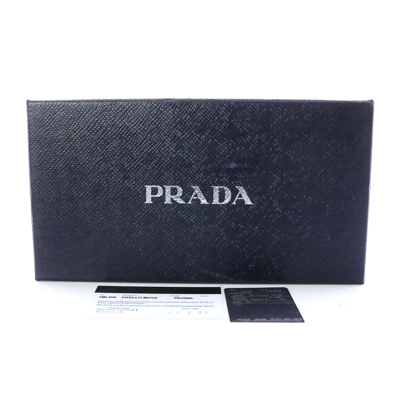 中古 プラダ PRADA ラウンドファスナー長財布 黒 小物 レザー 1ML506 