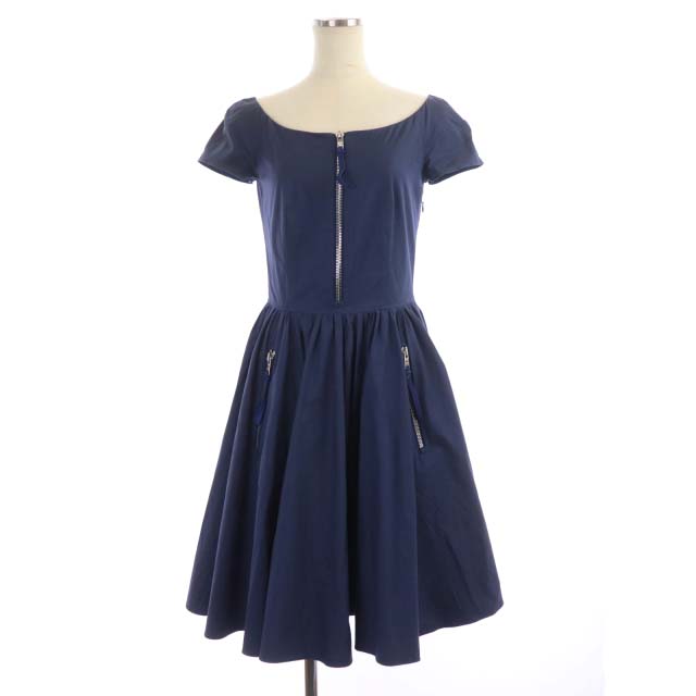 プラダ PRADA ワンピース ひざ丈 ジップアップ フロントジップ 半袖 36 