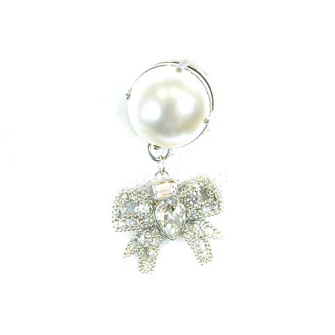 ミュウミュウ miumiu マイクロリボンジュエルピアスビジュー シルバー 