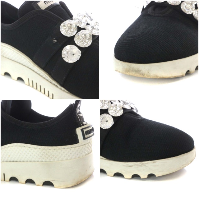 miumiu ビジュー クリスタル スニーカー スリッポン ブラック 35 ミュウミュウ miumiu クリスタル スリッポン スニーカー ビジュー 36