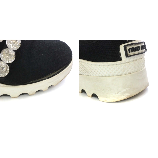 ミュウミュウ miumiu クリスタル スリッポン スニーカー ビジュー 36