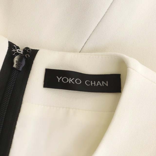 ヨーコチャン YOKO CHAN 袖フリルワンピース クルーネック ノースリーブ ロング タイト 36 白 ホワイト /CM ■OS レディース