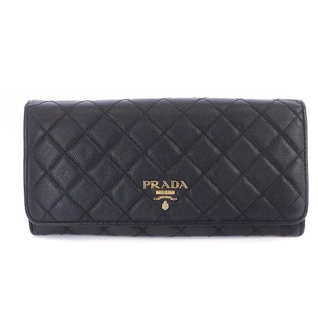 プラダ PRADA 長財布 キルティングフラップ 黒 ブラック /MF □OS □SH 
