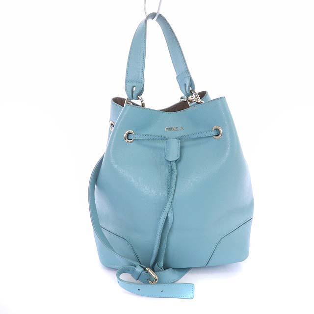 FURLA ライトブルー 2way ショルダーバッグ （フルラ FURLA 巾着  