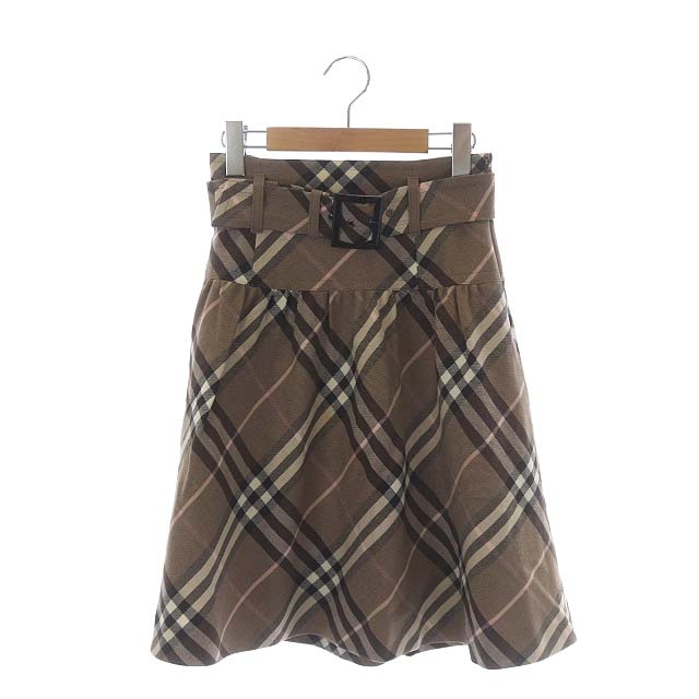 BURBERRY バーバリーブルーレーベル ノバチェック ベルト付スカート36  