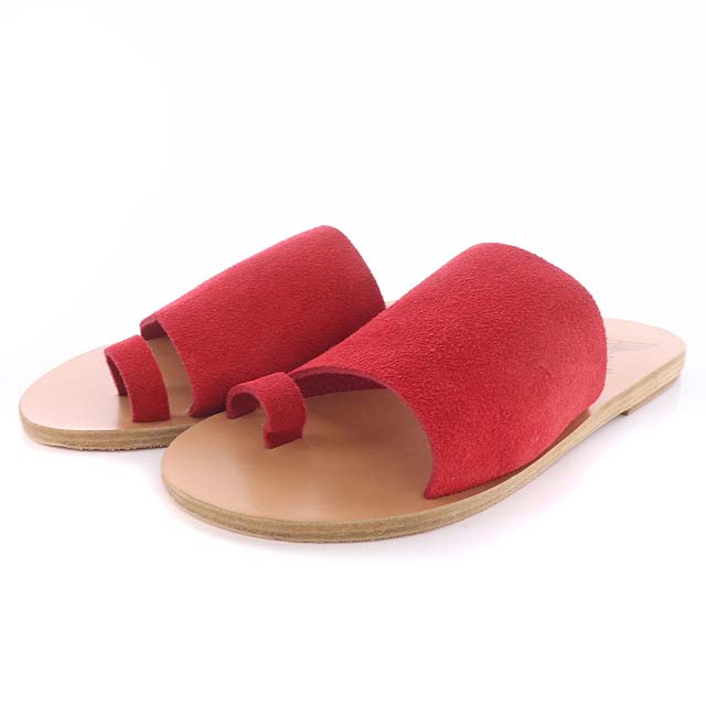 未使用品 エンシェントグリークサンダル ANCIENT GREEK SANDALS LIGIA トングサンダル フラット スエード 37 24.0cm 赤 レッド /MF ■OS レディース あす楽・即納 ANCIENT GREEK SANDALS サンダル 37 サンダル