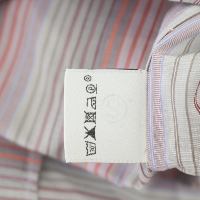 エルメス HERMES シャツ 長袖 ストライプ コットン 16 1/2 42 赤