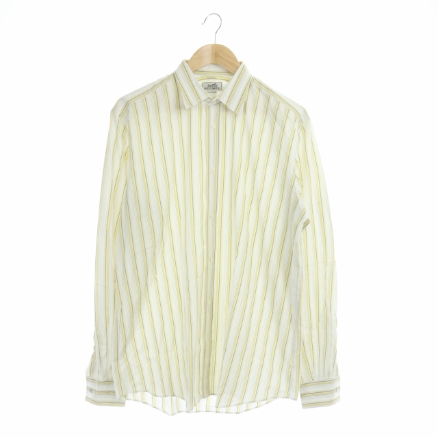 エルメス HERMES シャツ 長袖 ストライプ コットン 16 41 スモーク 