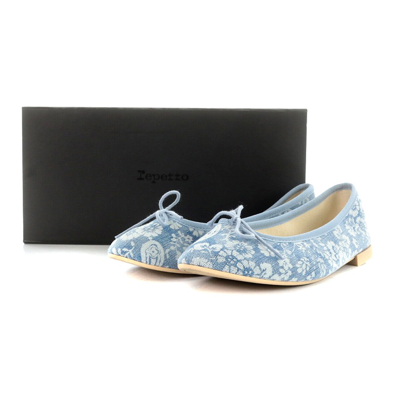 レペット Repetto バレエシューズ パンプス フローラル デニム 36 22.7 