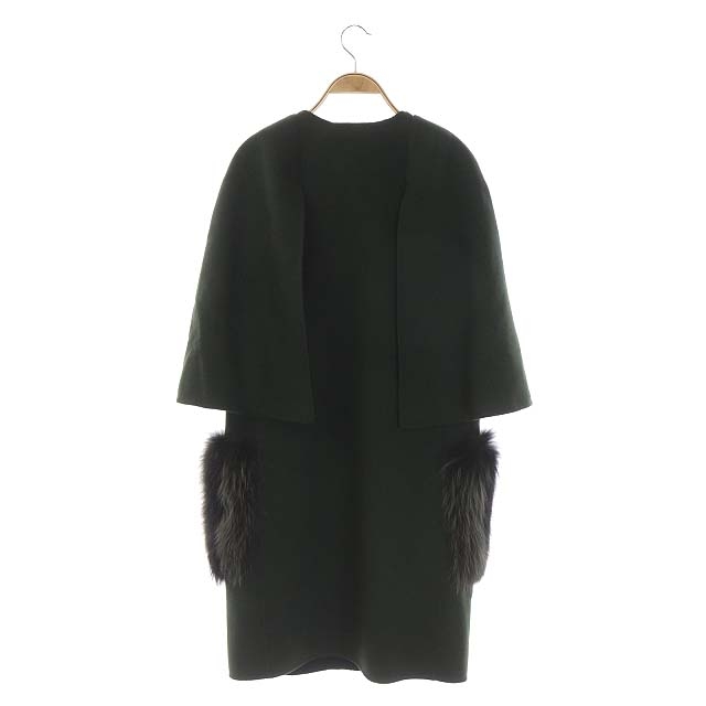 フェンディ FENDI フォックスファー付き ケープコート アウター ロング 