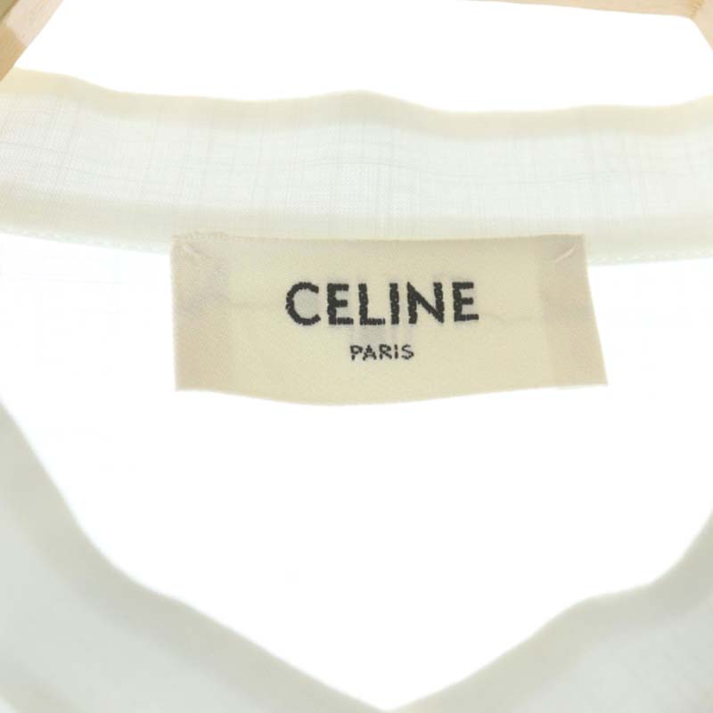 CELINE フリル付きホワイトシャツ　ジャボブラウス CELINE フリル付きホワイトシャツジャボブラウス
