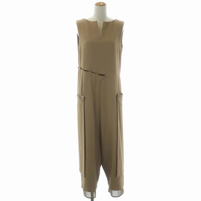アメリヴィンテージ Ameri VINTAGE SHORT LEG ALL IN ONE オールインワン サロペット ノースリーブ ワイドパンツ M ベージュ /CM ■OS レディース