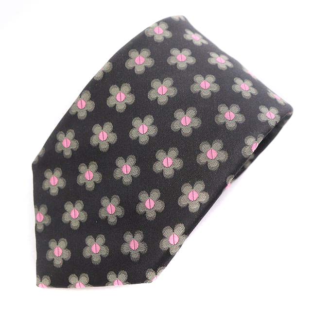 ポールスミス PAUL SMITH ネクタイ レギュラータイ 花柄 シルク 黒