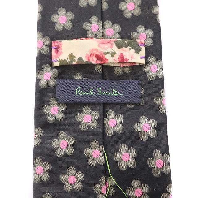 ポールスミス PAUL SMITH ネクタイ レギュラータイ 花柄 シルク 黒