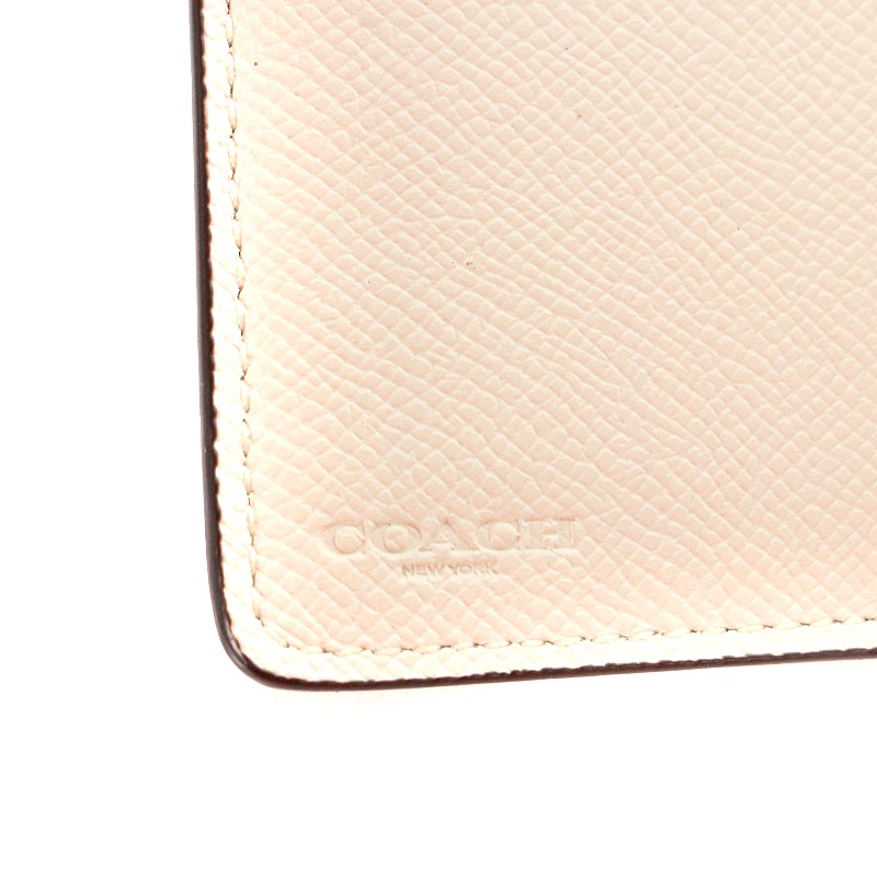 coach 二つ折りコンパクト 財布 白 カード収納 コーチ COACH アウトレット 二つ折り財布 シグネチャー ミニ財布