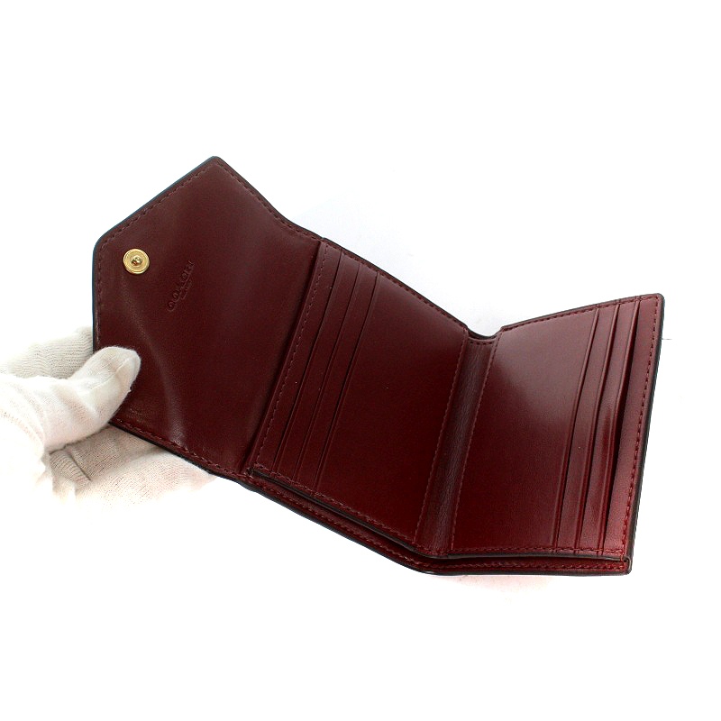 未使用品 コーチ COACH 財布 三つ折り 花柄 レザー ピンク 66587