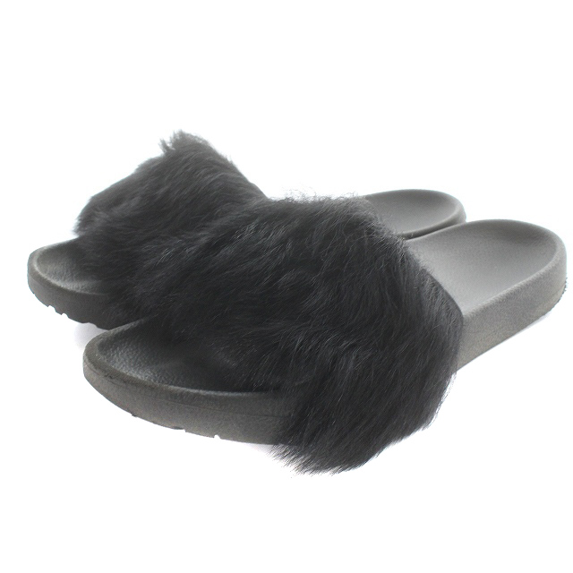 アグ オーストラリア UGG australia ファーサンダル フラット 24cm 黒 