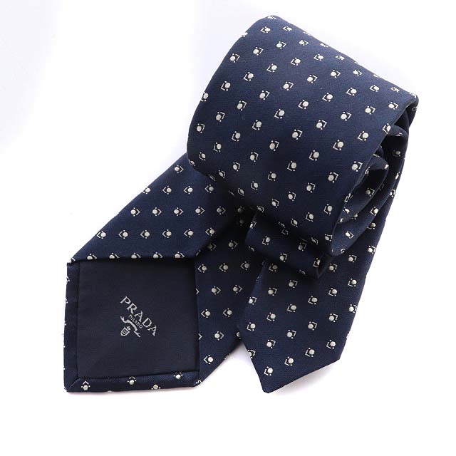 PRADA ネクタイ PRADA シルク ネクタイ 黒とブラウン PRADA/プラダ_Men