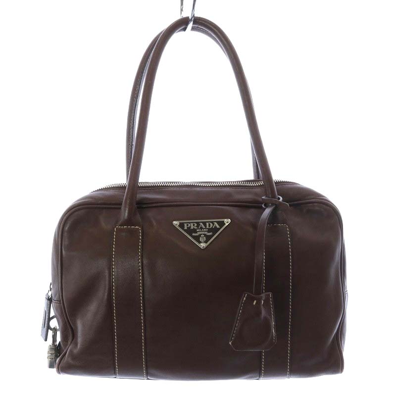 PRADA ダークブラウン ハンドバッグ プラダ ハンドバッグ レディース TESSUTO SAFFIANO ブラウン