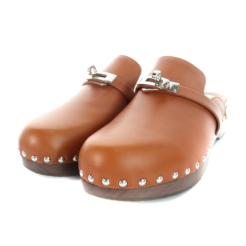 エルメス HERMES Carlotta mule サボ サンダル ケリー金具 レザー 38 
