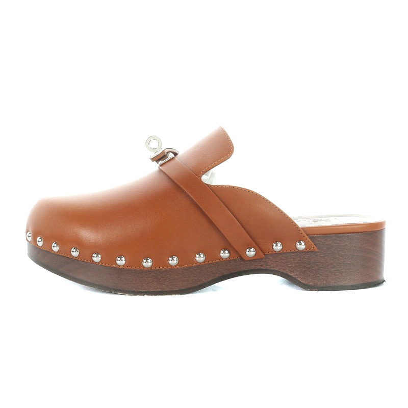 エルメス HERMES Carlotta mule サボ サンダル ケリー金具 レザー 38 