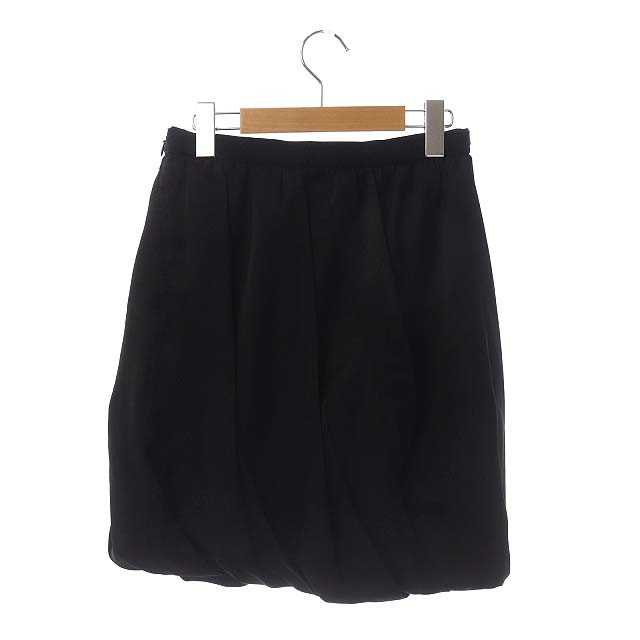 プラダ PRADA 刺繍サテンスカート バルーンスカート ひざ丈 42 黒  