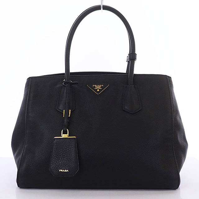 プラダ PRADA ハンドバッグ ショルダーバッグ シボ革 トライアングル 