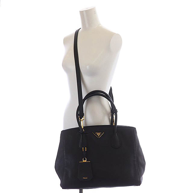 プラダ PRADA ハンドバッグ ショルダーバッグ シボ革 トライアングル 