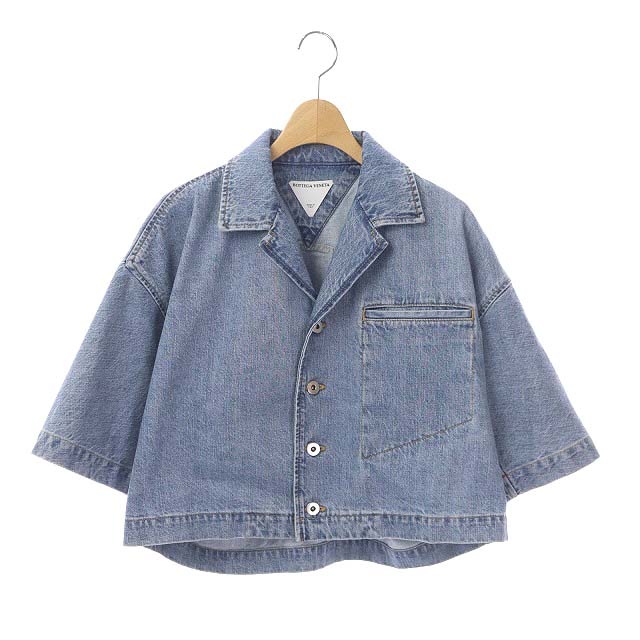 Bottega Veneta クロップド コットン デニムシャツ 