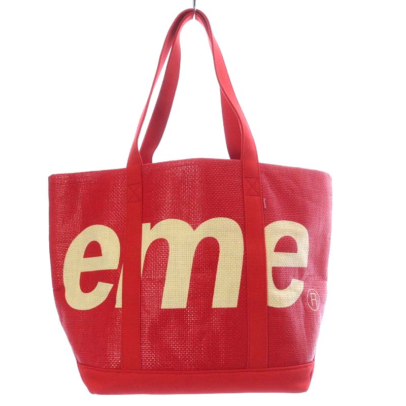 Supreme ラファイアトートバッグ 赤色 シュプリーム SUPREME 20SS トートラフィアバッグ ショルダーバッグ 赤