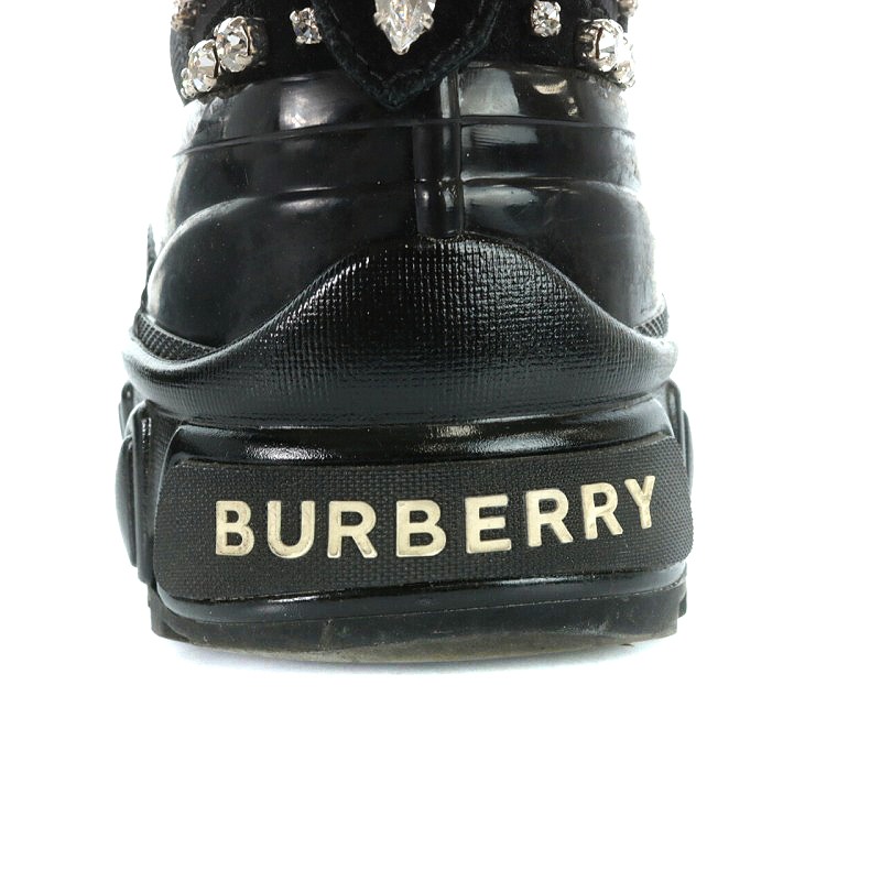 バーバリー BURBERRY スニーカー ビジュー装飾 37 24cm 黒 ブラック 