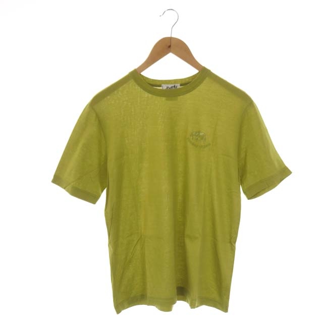 エルメス HERMES Tシャツ カットソー クルーネック 半袖 象刺繍 S 黄緑 