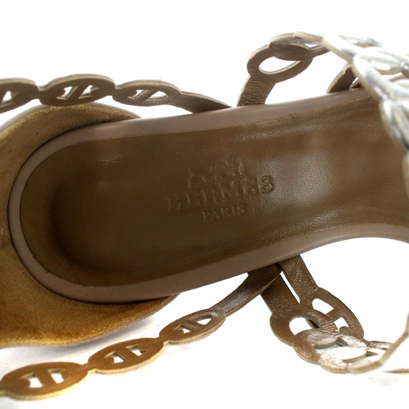 エルメス HERMES シェーヌダンクルストラップ サンダル スエード 36  