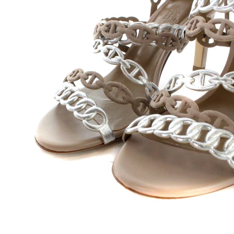 エルメス HERMES シェーヌダンクルストラップ サンダル スエード 36  