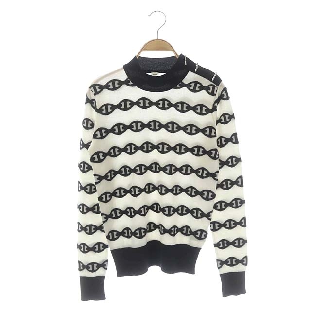 エルメス HERMES シェーヌダンクル総柄ニット セーター 長袖 カシミヤ  