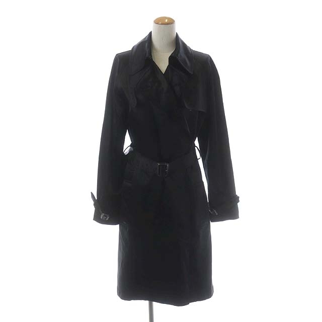 HERMESエルメス薄手トレンチコート40ブラック
