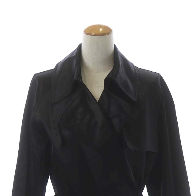 HERMESエルメス薄手トレンチコート40ブラック