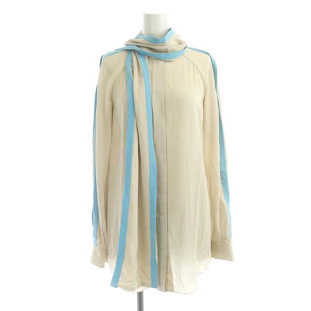 クロエ CHLOE ボウタイリボン シルクバイカラーブラウス シャツ 前開き 