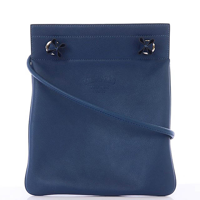 エルメス HERMES アリーヌ ミニ ショルダーバッグ レザー ネイビー Y 