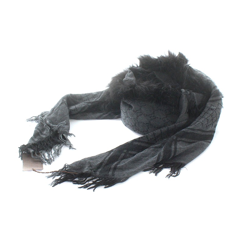 未使用品 グッチ GUCCI ストール ショール GG柄 フォックスファー  