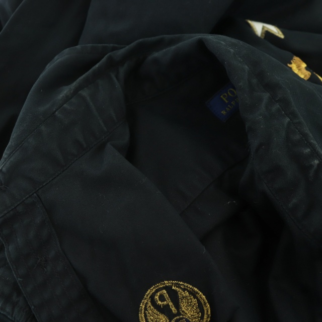 ポロラルフローレン ミリタリー ワッペン 刺繍 長袖 シャツ S ブラック 美品 ポロ ラルフローレン POLO RALPH LAUREN 刺繍 ワッペン