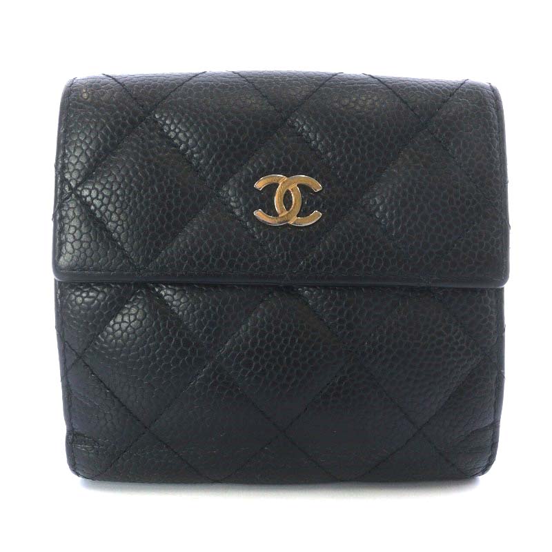 シャネル CHANEL 財布 二つ折り マトラッセ ココマーク Wホック 