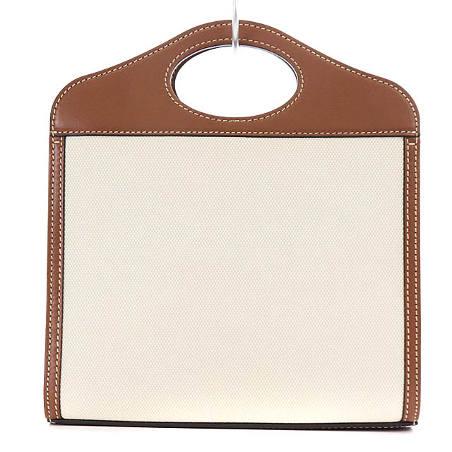 未使用品 バーバリー BURBERRY ツートン キャンバス&レザー ミニ