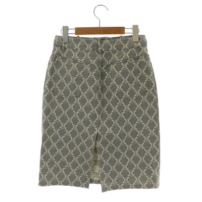 セリーヌ CELINE マカダム柄 タイトスカート 膝丈 スリット 38  