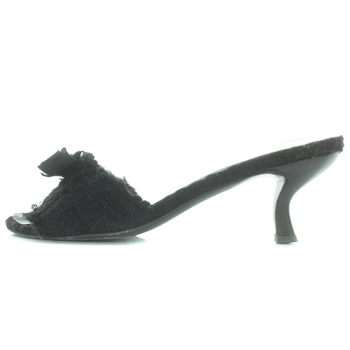 CHANEL シャネル サンダル ミュール リボン ココマーク 22cm 35 シャネル CHANEL ミュール ツイード サンダル リボン ココマーク 35