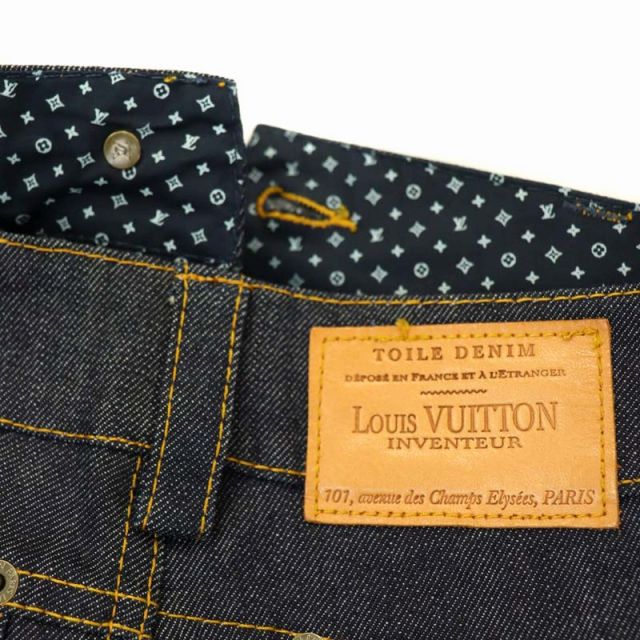 ルイヴィトン LOUIS VUITTON デニム ジーンズ タイトスカート 裾フリル 