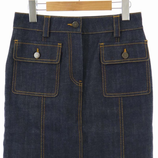 ルイヴィトン LOUIS VUITTON デニム ジーンズ タイトスカート 裾フリル  