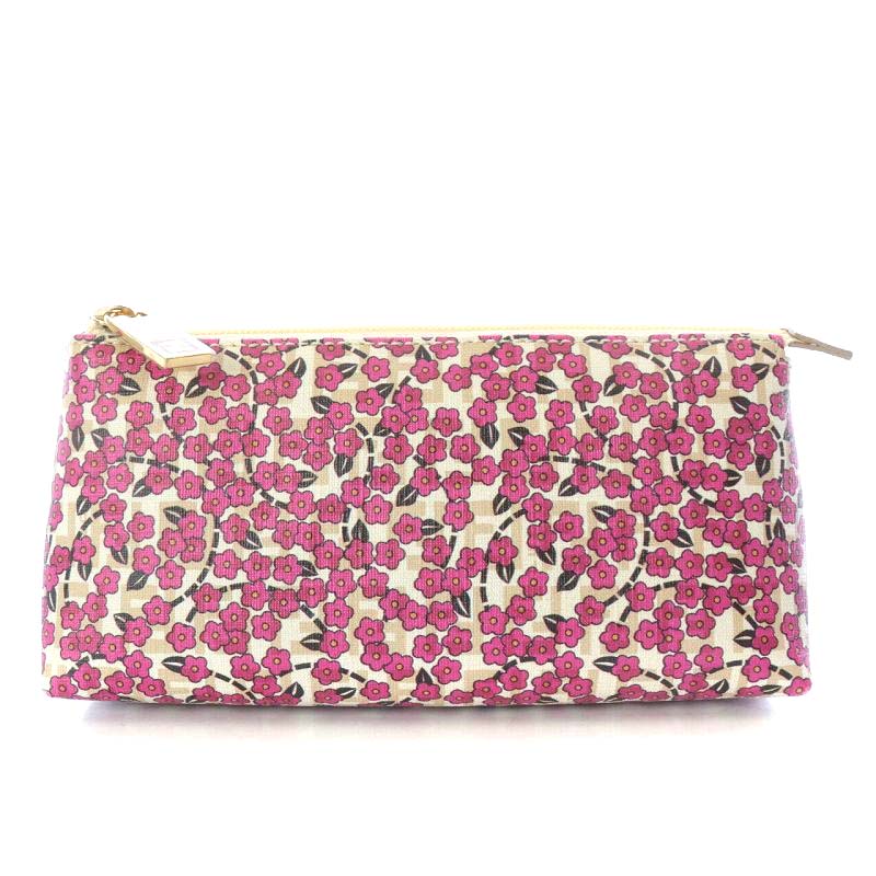 フェンディ FENDI ポーチ メイク 化粧 ズッキーノ 花柄 ベージュ 